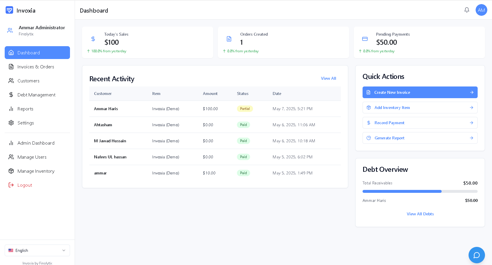 Invoxia Dashboard